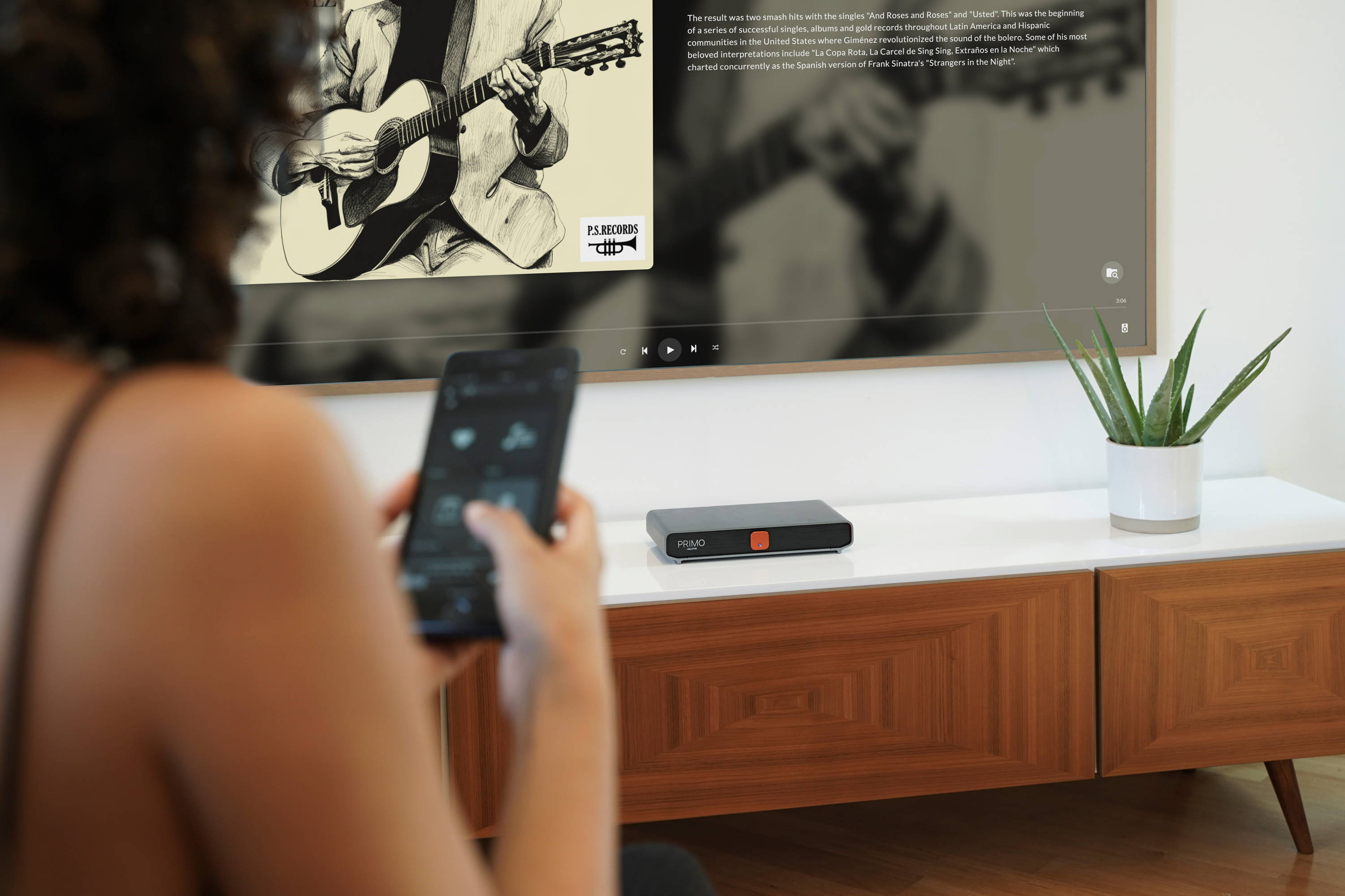 Esplorate un'ampia gamma di opzioni di connettività con Primo.  Le uscite audio analogiche sono disponibili in formato bilanciato e single-ended, mentre sono presenti un'uscita digitale coassiale SPDIF, una porta HDMI per un monitor esterno e due porte USB.